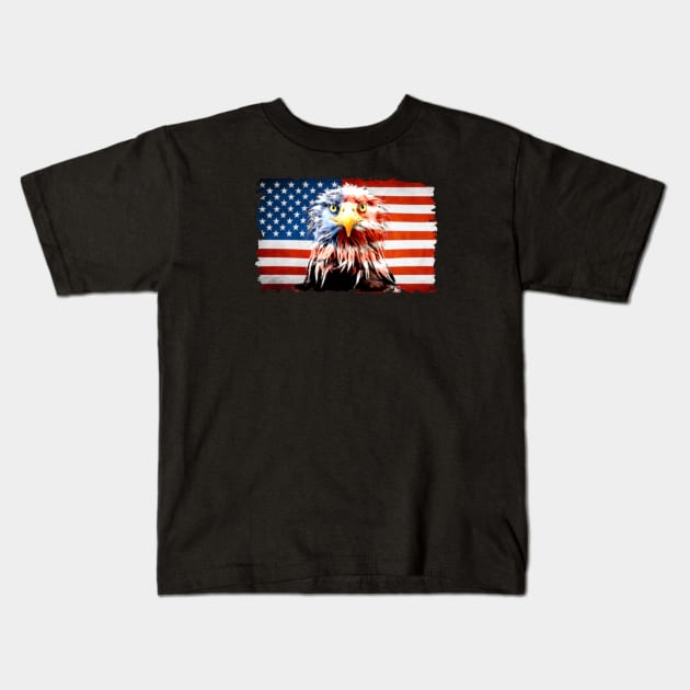 American Flag, America, Patriot, American Eagle, USA, Kids T-Shirt by KZK101